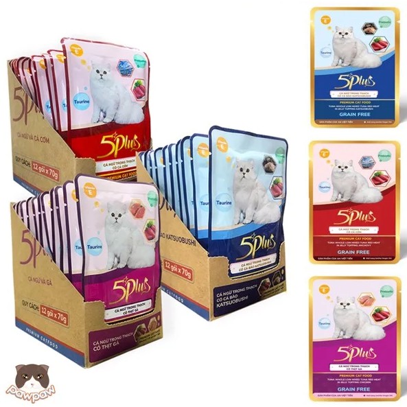 Pate 5Plus giá rẻ dành cho mèo mọi lứa tuổi 70g_kích thích tiêu hoá, lành bụng_Titipets