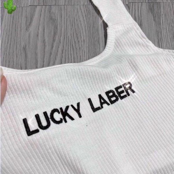 Áo thêu chữ kiểu dáng croptop chất thun tăm co dãn hai dây vanmiushop