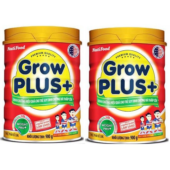 combo 2Sữa Grow Plus+ (đỏ) 900g NutiFood MẪU MỚI