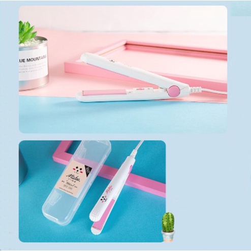 Máy Uốn Tóc Mini, Máy Duỗi Tóc Mini Tạo Kiểu Nhỏ Gọn Có Hộp Đựng Xinh Xắn