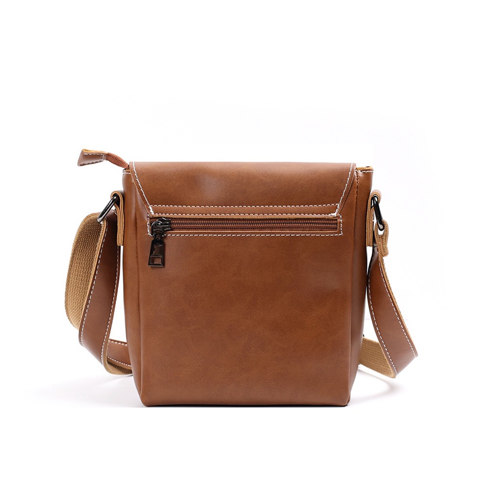 Túi xách nam đeo chéo da trơn chỉ nổi cặp nam hai ngăn thời trang màu đen bóp đeo ngực Hàn Quốc MINA