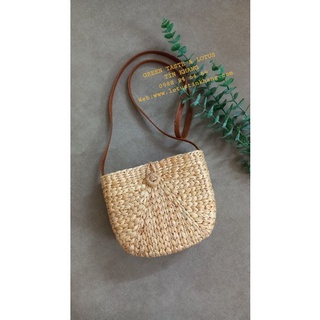 Túi Cói, Túi Xách Lục Bình Quai Đeo Simili Nút Cài Xinh Xắn - Giỏ Lục Bình TXLBQSNTXLTK09