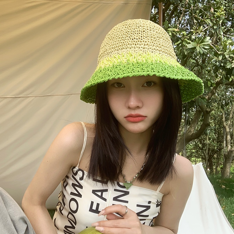 Mũ Cói Rộng Vành Chống Nắng Phối Màu Sắc Phù Hợp Thời Trang Đi Biển Mùa Hè