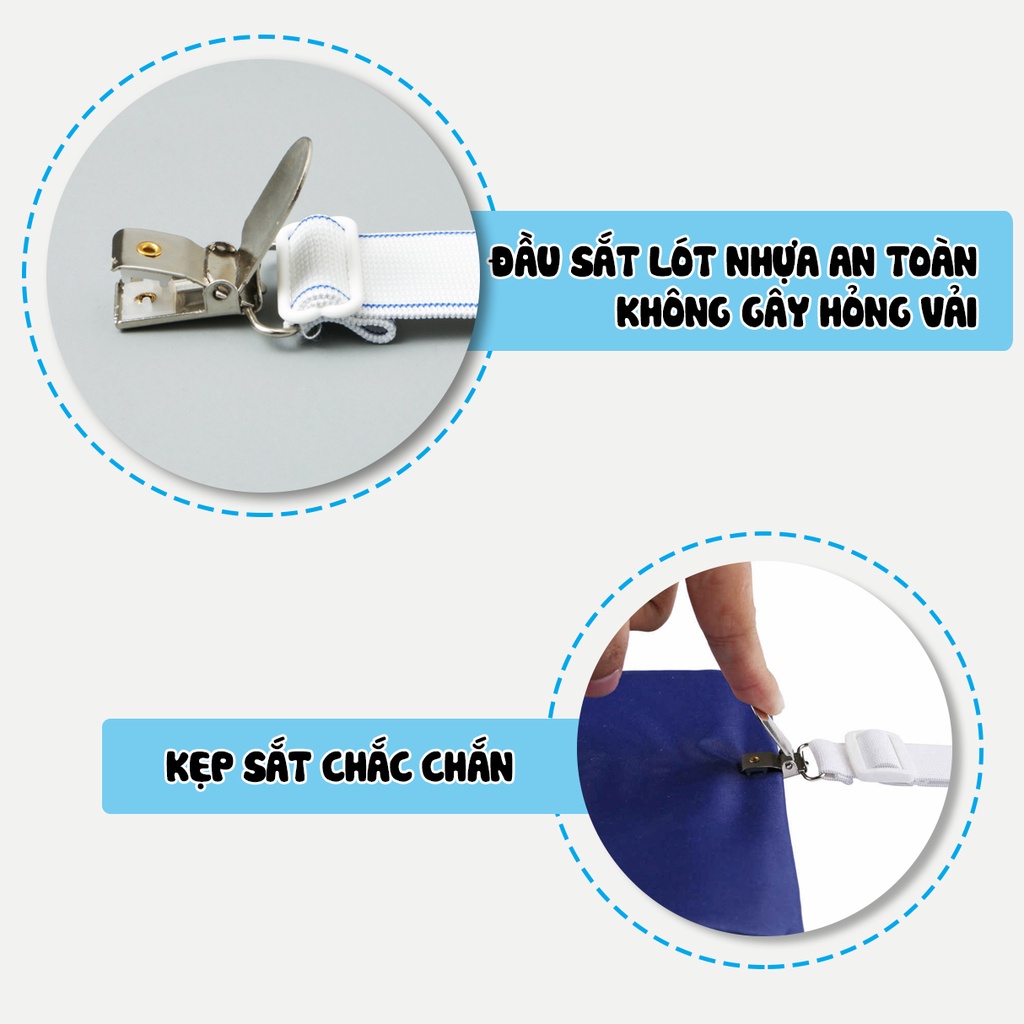 Đai co giãn chằng góc nệm, cố định ga giường đầu sắt