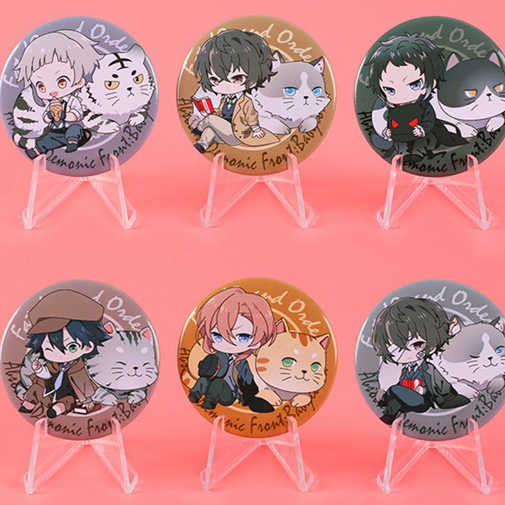 Huy hiệu cài áo in hình Bungou stray dogs Văn hào lưu lạc anime chibi xinh xắn dễ thương m02