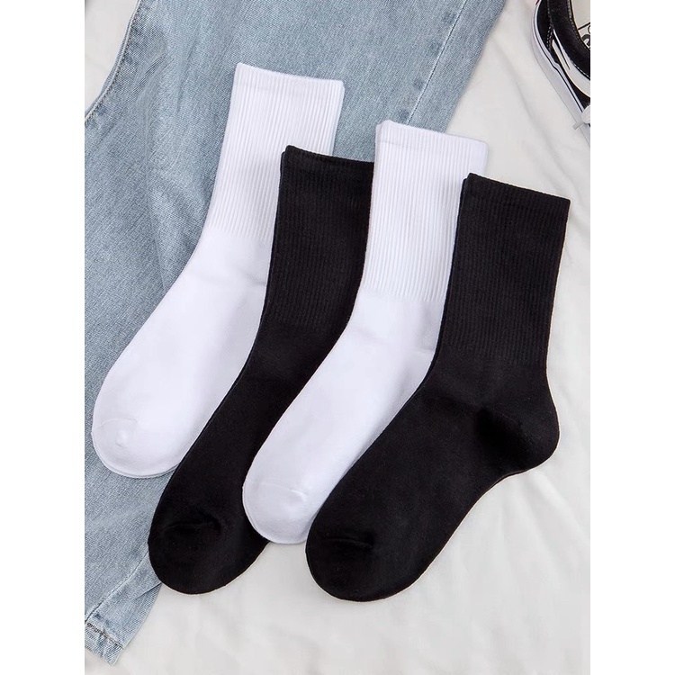 Tất cao cổ nữ hàn quốc đẹp cao cấp cute màu trắng đen SHOESCARE T3