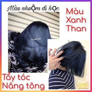 "THUỐC NHUỘM TÓC MÀU XANH THAN-Thuốc nhuộm tóc LAVOX 3D  Nano Collagen siêu dưỡng+tặng kèm oxy trợ nhuộm và bao tay"