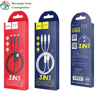 [MẪU MỚI] Cáp Sạc Hoco X25 3 Đầu IPhone - Micro Usb - Type C 1M - BH 6 Tháng 1 đổi 1 (MÀU SẮC NGẪU NHIÊN)