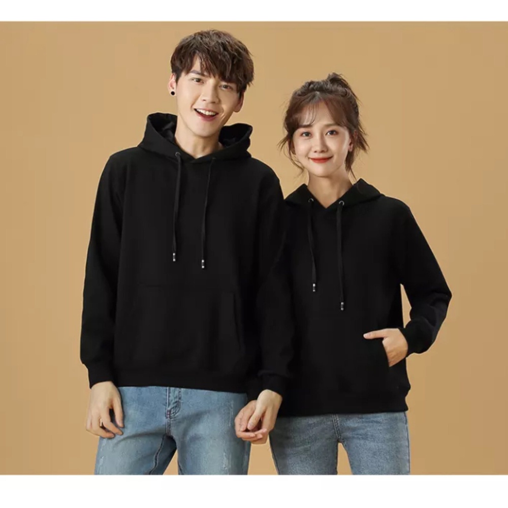Áo khoác hoodie nam nữ over size nỉ form rộng trơn basic có mũ 2 màu đen trắng giữ ấm cơ thể mùa thu đông DIHU