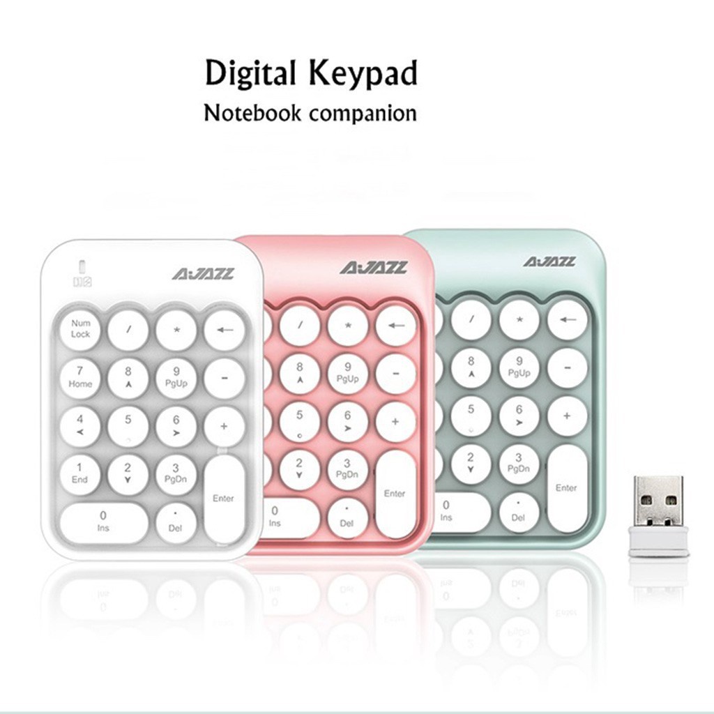 Bàn phím số USB không dây nhỏ gọn Ajazz AK18 dễ thương kết nối laptop dùng cho thu ngân nhân viên ngân hàng | BigBuy360 - bigbuy360.vn