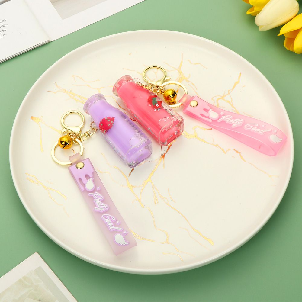 Móc Chìa Khóa Bằng Da Hình Bình Sữa Chua Nhiều Màu Dễ Thương