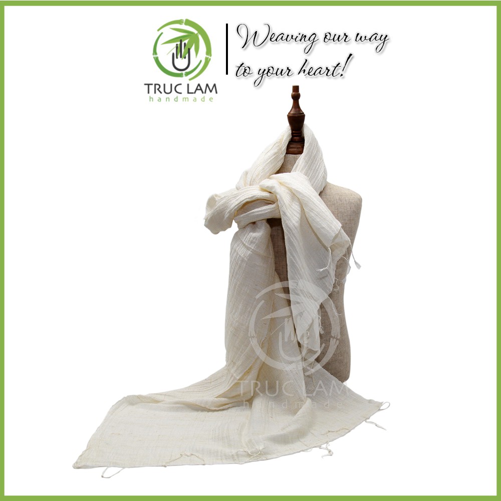 Khăn Choàng Nữ Thời Trang Cao Cấp Vải Lụa Đũi 100% Silk Nhiều Màu - Trúc Lâm Handmade
