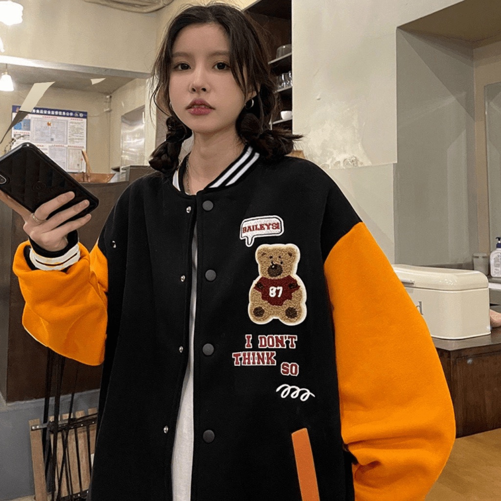(MẪU MỚI) ÁO KHOÁC BOMBER NỮ HỌA TIẾT GẤU 87 XINH XINH SIÊU CUTE ĐẸP TINH TẾ THỜI TRANG HHP