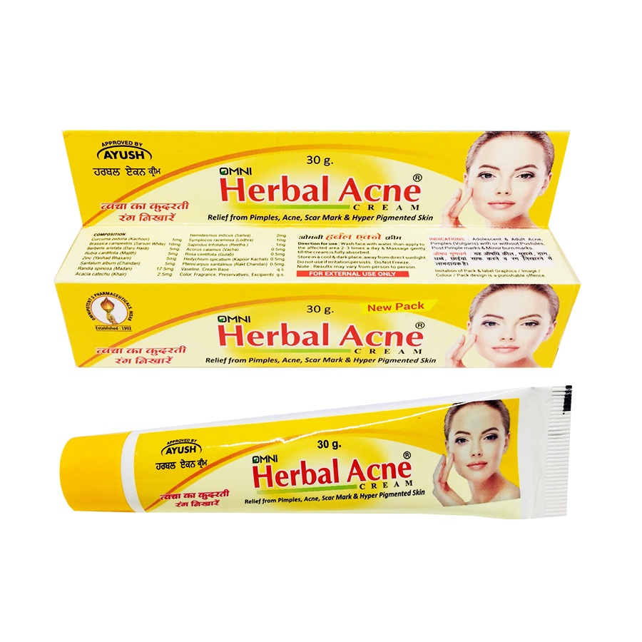 Kem chấm mụn hảo dược Omni Herbal Acne từ Ấn Độ 15g