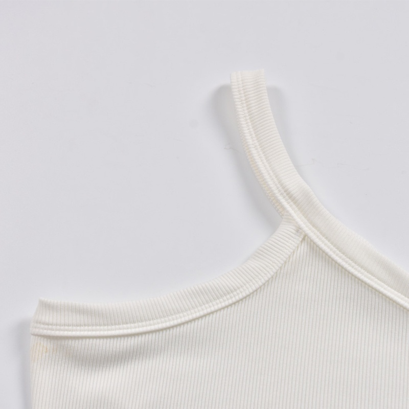 Xiangbao Áo Tank Top Dệt Kim Mỏng Không Tay Hở Lưng Một Bên Vai Mùa Hè Gợi Cảm Cho Nữ