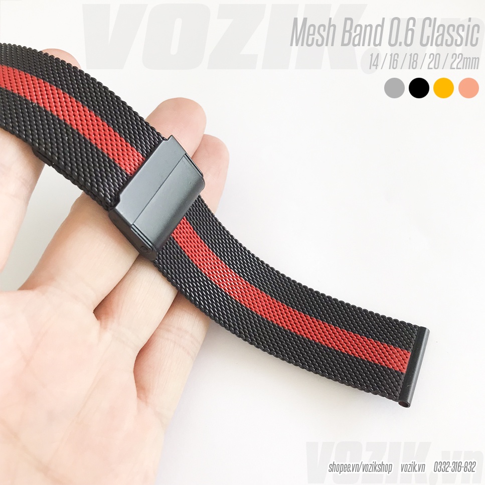 Dây đeo đồng hồ thép lưới mesh Mesh 0.6mm VOZIK - milanese strap band for watches