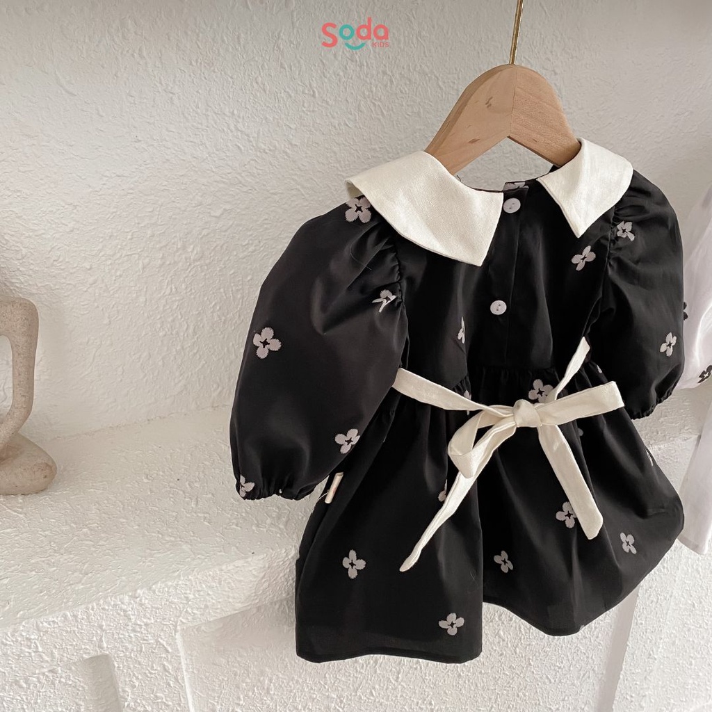 Váy bé gái jiso dress SODA KIDS thiết kế babydoll cổ vuông tiểu thư, dễ thương, phong cách Hàn Quốc