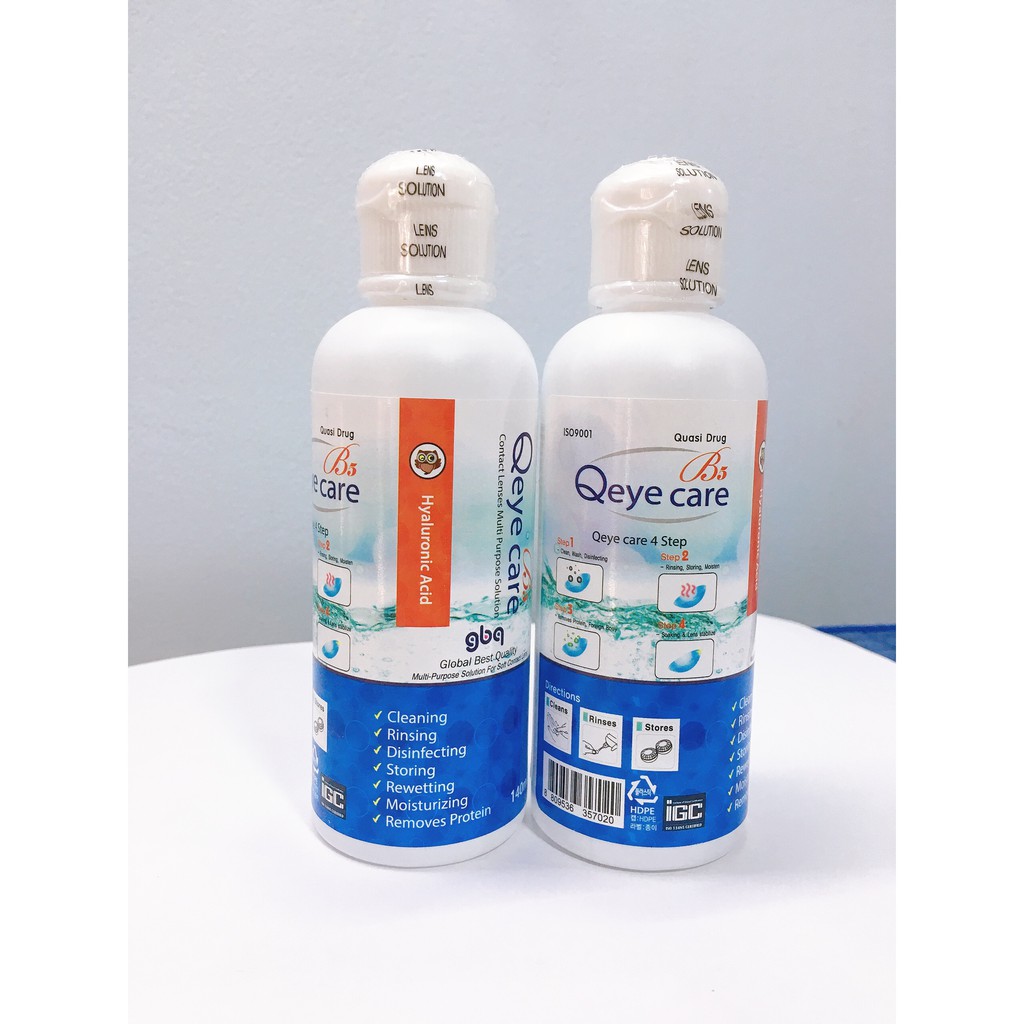 Nước ngâm lens Qeye Care B5 140ml- dung dịch ngâm rửa kính áp tròng chính hãng Hàn Quốc.