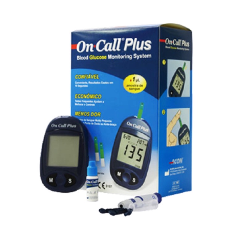 Máy đo đường huyết On Call Plus tặng kèm 1 hộp que thử.