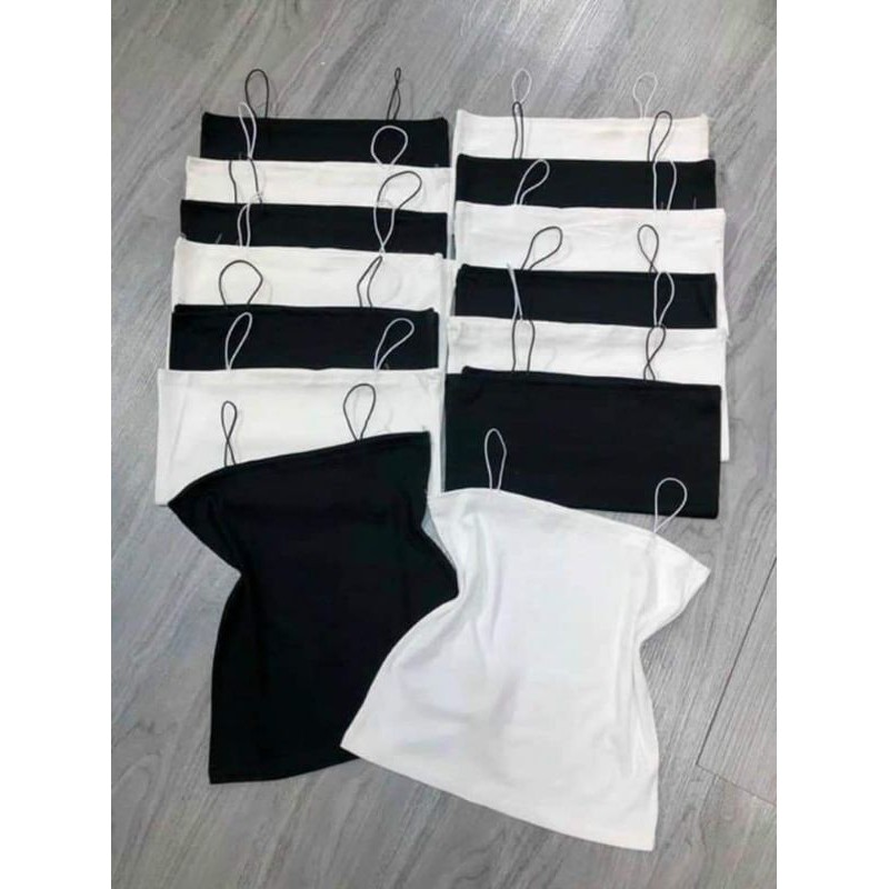 Áo 2 dây sợi bún thun gân đẹp 100% cotton đen trắng , áo croptop ôm mặc trong siêu mát