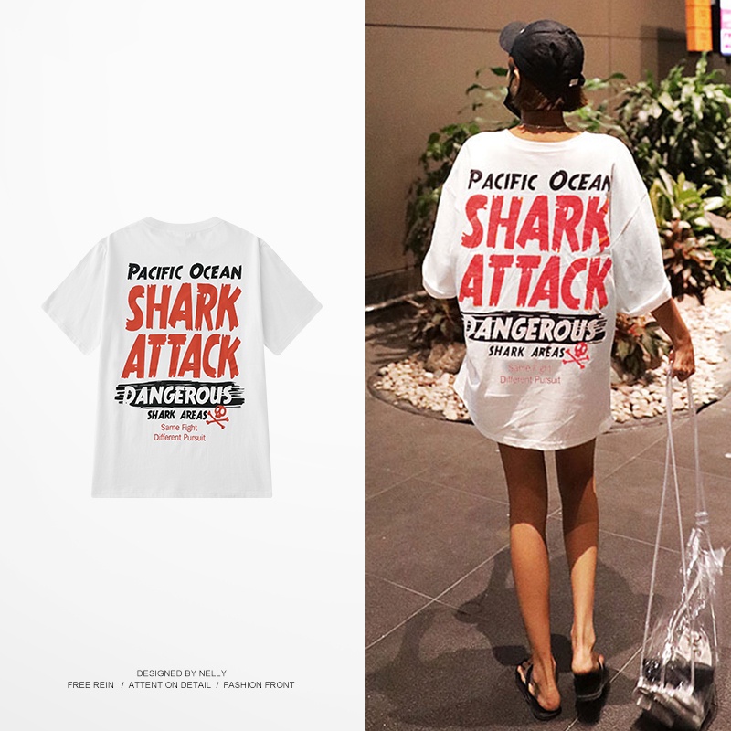 Áo thun Nelly ngắn tay in hình "Shark Attack" áo phông (NELLY)
