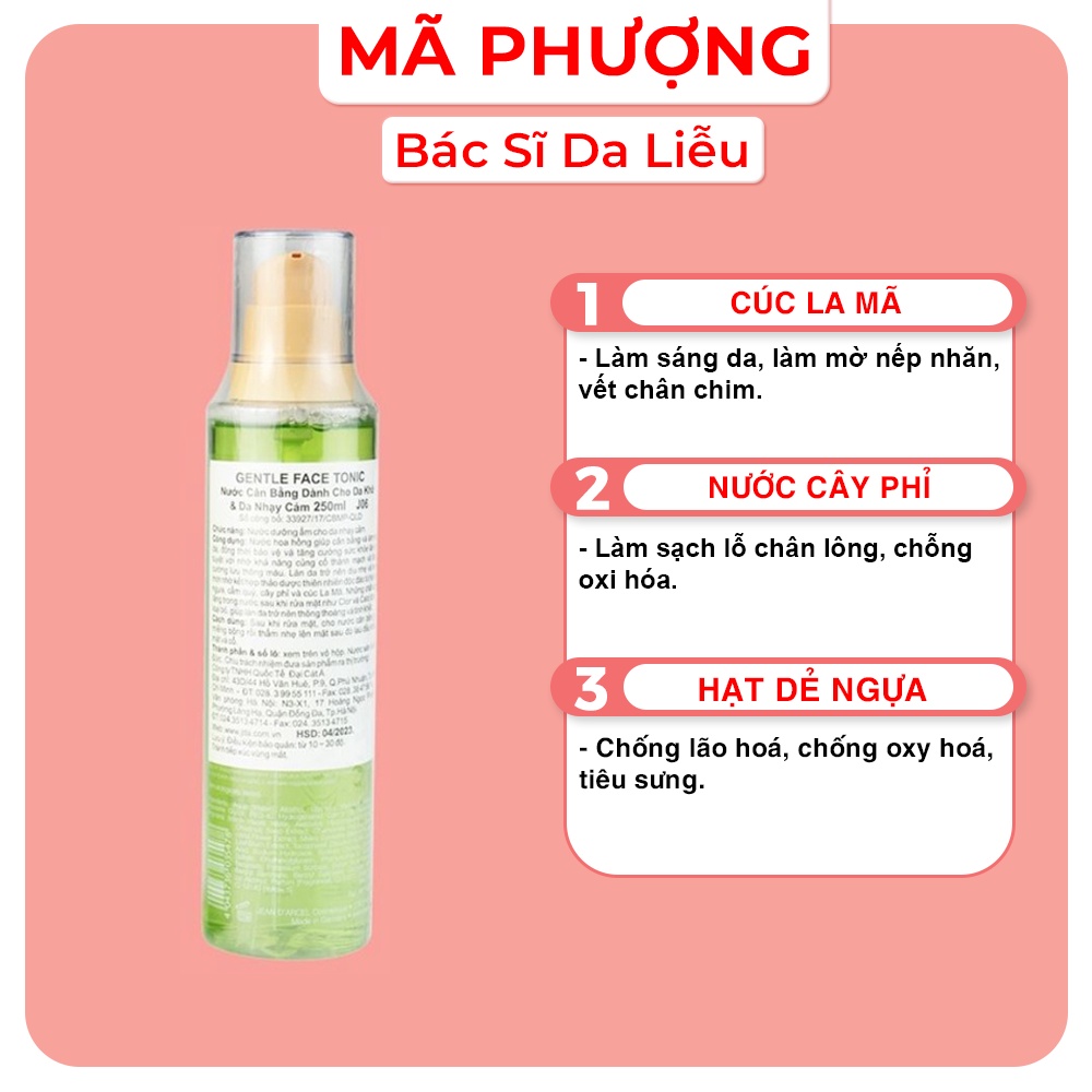 Toner cho da khô và da nhạy cảm JEAN D'ARCEL GENTLE FACE TONIC (250ml)