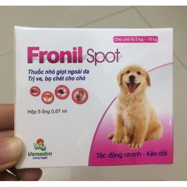 Thuốc cho chó mèo- Thuốc nhỏ vai gáy trị ve rận cho chó - Fronil spot 1 ống