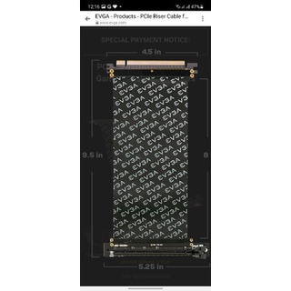 Cáp riser pcie của EVGA - PCIe Riser Cable : Loại dài 25cm