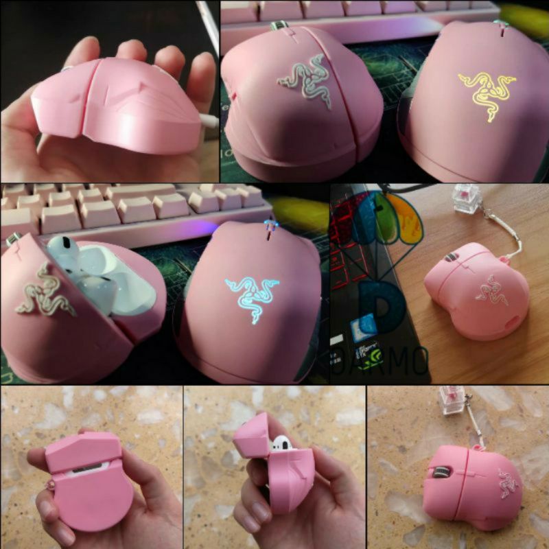 Case bảo vệ Airpods Pro/1/2 di chuột laptop màu đen / hồng Razer/ đầu usb