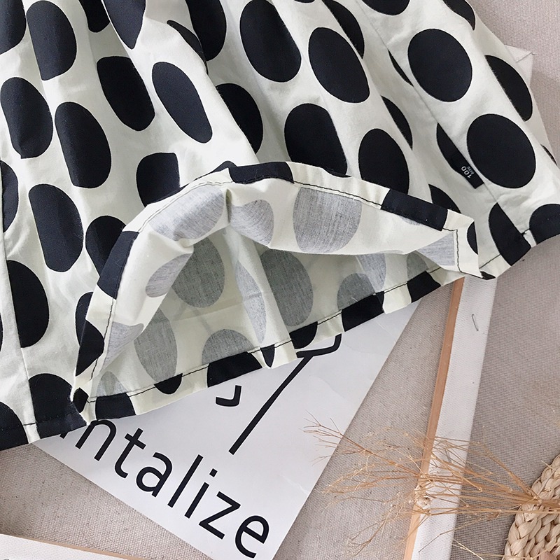 Đầm Công Chúa Chất Liệu Cotton Họa Tiết Chấm Bi Thời Trang Mùa Hè Cho Bé Gái