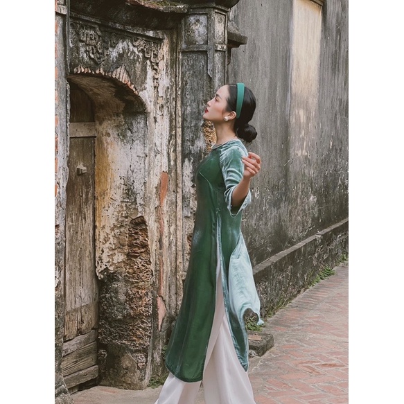 ÁO DÀI DÁNG XƯA CHẤT LIỆU NHUNG CAO CẤP