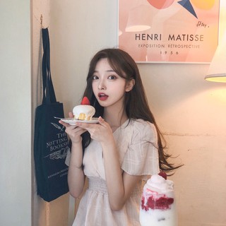 Đầm cotton thô bo eo