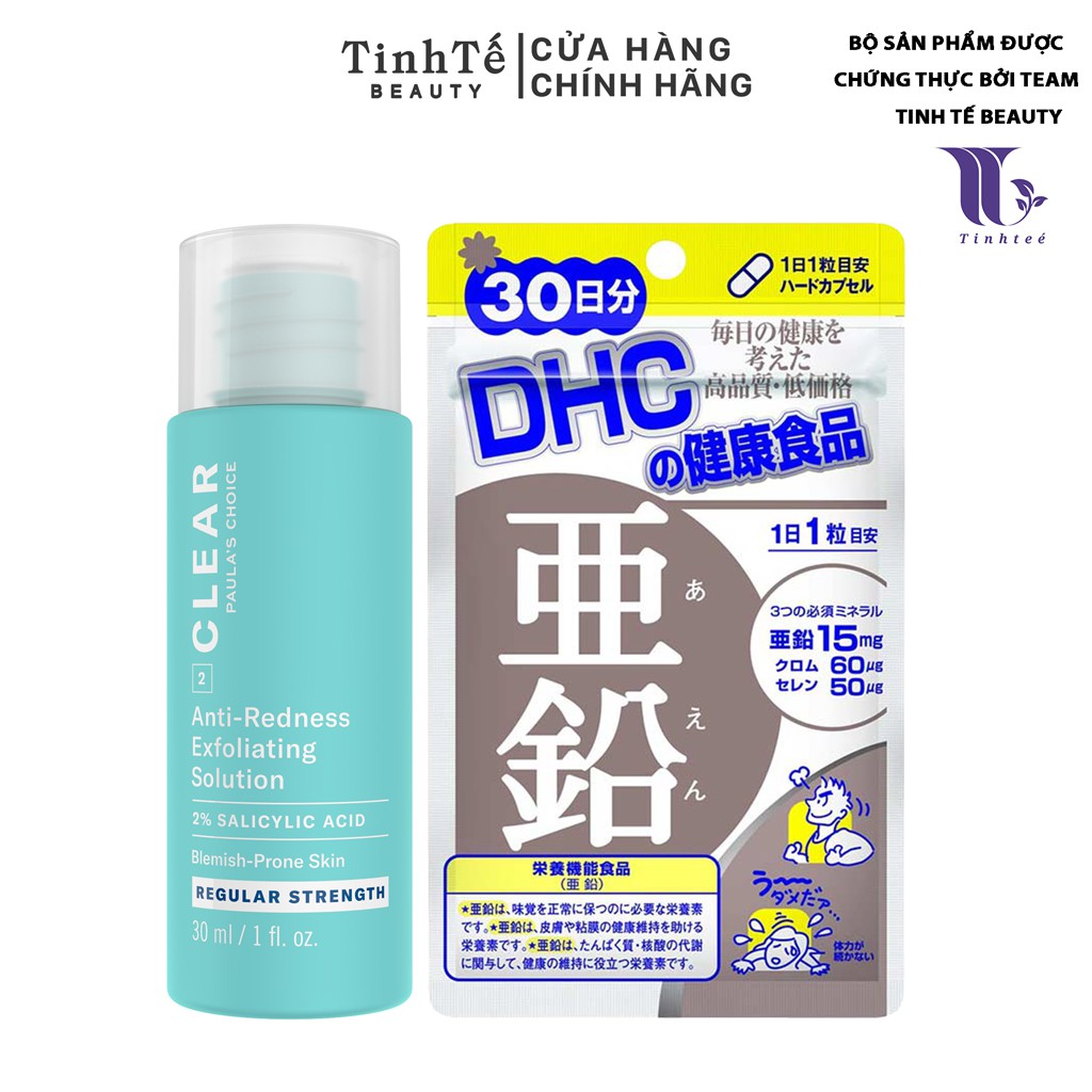 Bộ đôi chăm sóc da mụn Paula's Choice DHC 2% BHA và kẽm zinc 15/30 ngày