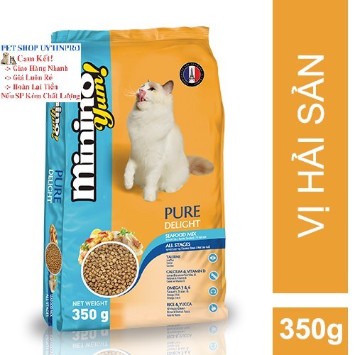 THỨC ĂN CHO MÈO Minino Yum dạng hạt Vị hải sản Gói 350g Thương hiệu Pháp