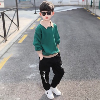 Bộ quần áo cho bé trai - Mẫu cổ bẻ 2 màu size đại 20_50kg
