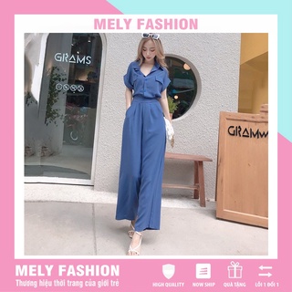 Set quần rộng ống suông nữ lưng cao KÈM ÁO SƠ MI chất đũi lụa cao cấp loại 1 trẻ trung sang trọng QD03
