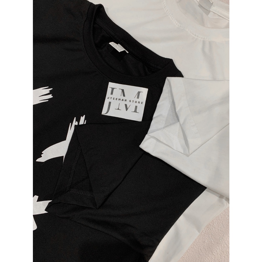 Áo thun Unisex tay lỡ form rộng in họa tiết miệng cười JTeeMan, áo thun Unisex phong cách cá tính vải cotton JT25