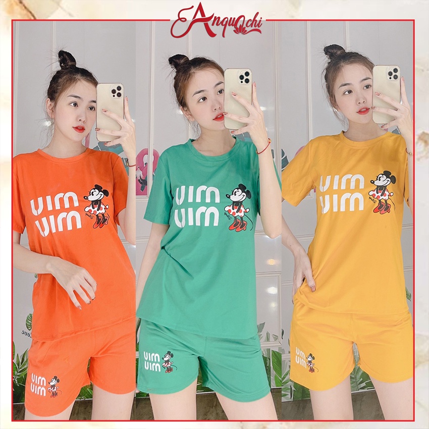 Đồ Bộ Nữ Mặc Nhà Đẹp Thun Cotton Nữ Mặc Ngủ Ở Nhà Dễ Thương Quần Đùi Cute Diễm Quỳnh S040