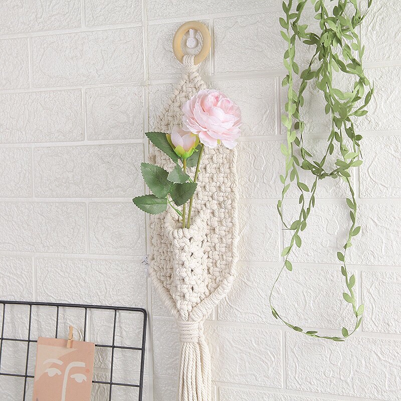 Chậu hoa khô macrame tết dây độc đáo trang trí decor xinh xắn