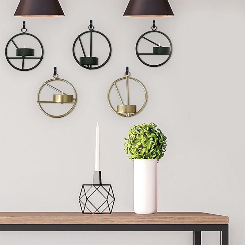 Giá Đỡ Đèn Cầy Gắn Tường Bằng Kim Loại Họa Tiết Hình Học Độc Đáo Trang Trí Nhà Cửa
