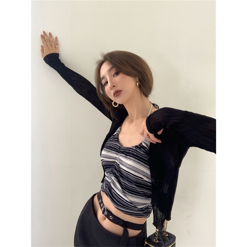 Áo khoác cardigan cổ chữ v tay dài phong cách Hàn Quốc thời trang cá tính cho nữ