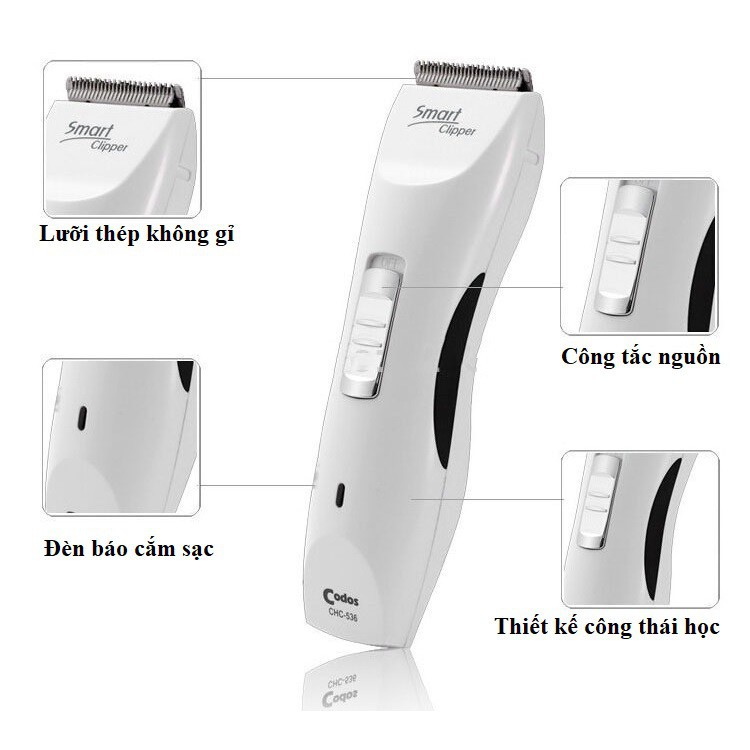 Tông đơ cắt tóc Codos CHC-536 Tặng kéo+áo choàng+lược