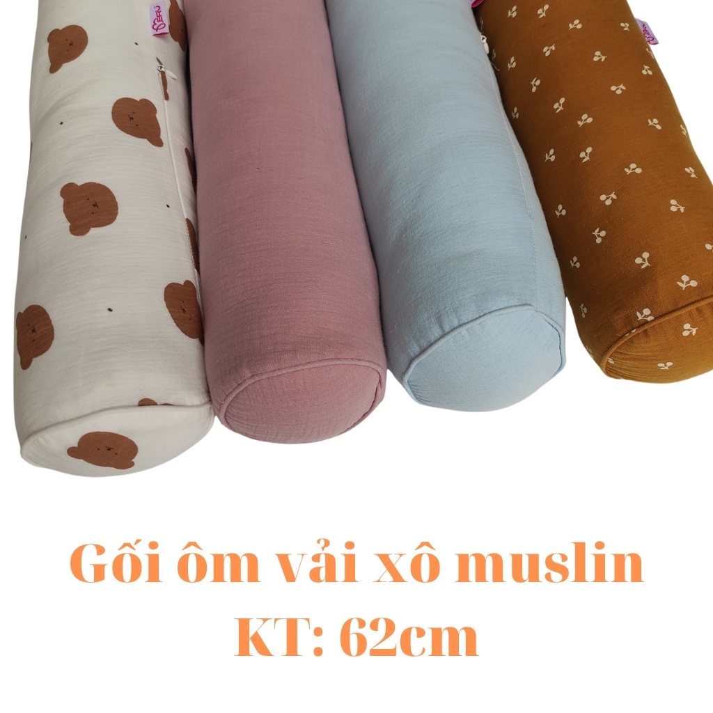 Gối ôm cho bé vải muslin cao cấp size đại 62 cm