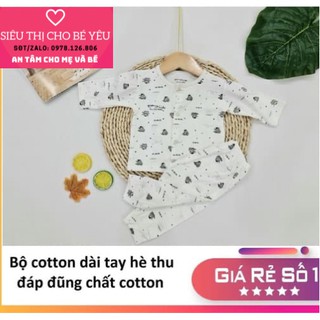 Bộ dài tay cài cúc giữa hè thu đáp đũng chất cotton