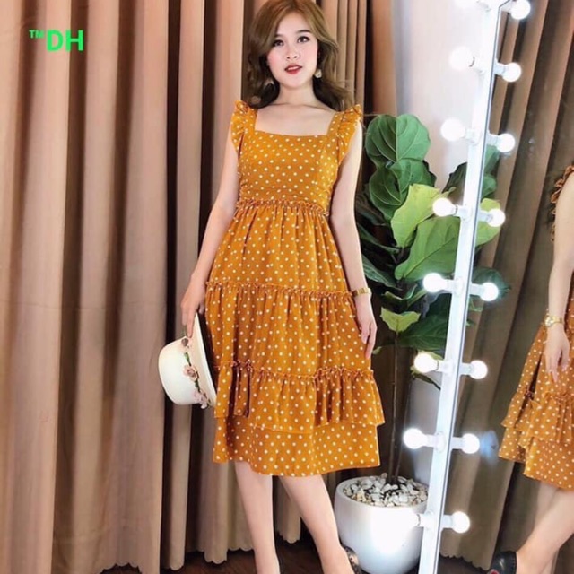 [FREE SHIP 50K] Đầm Maxi chấm bi