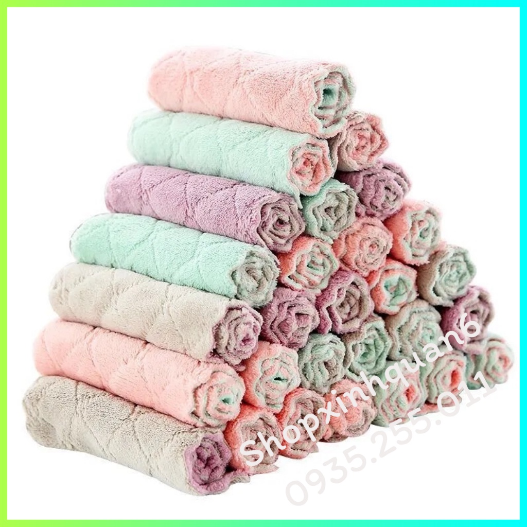 Combo 4 Khăn lau chén, khăn lau bếp, khăn lau đa năng sieu mịn, siêu thấm hút nước-shopxinhquan6