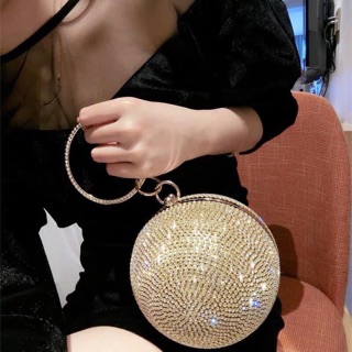 Cốp Tròn Cầm Tay  Đính hạt Lấp Lánh