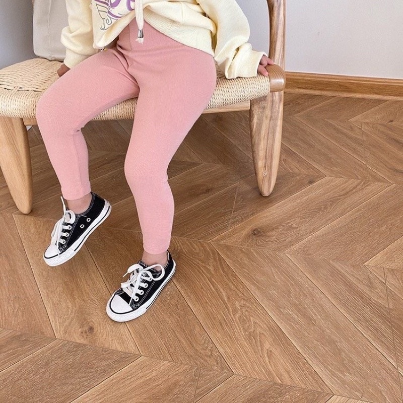 Sét 4 quần Lengging trơn cotton dài co giãn cho bé