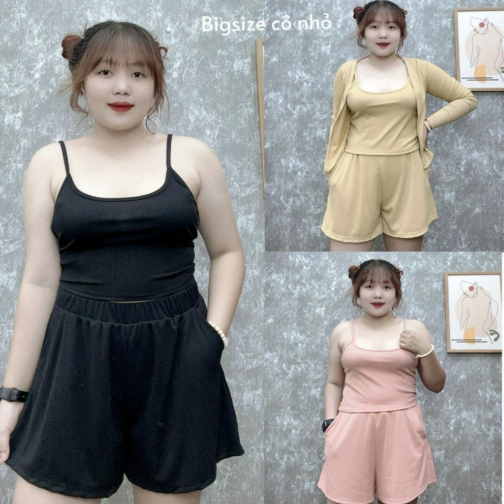 Bộ Đi Biển Bigsize Nữ,Set Quần Áo Big Size 3 Món Chất Vải Gân Tăm Co Giãn Dễ Chịu SET12