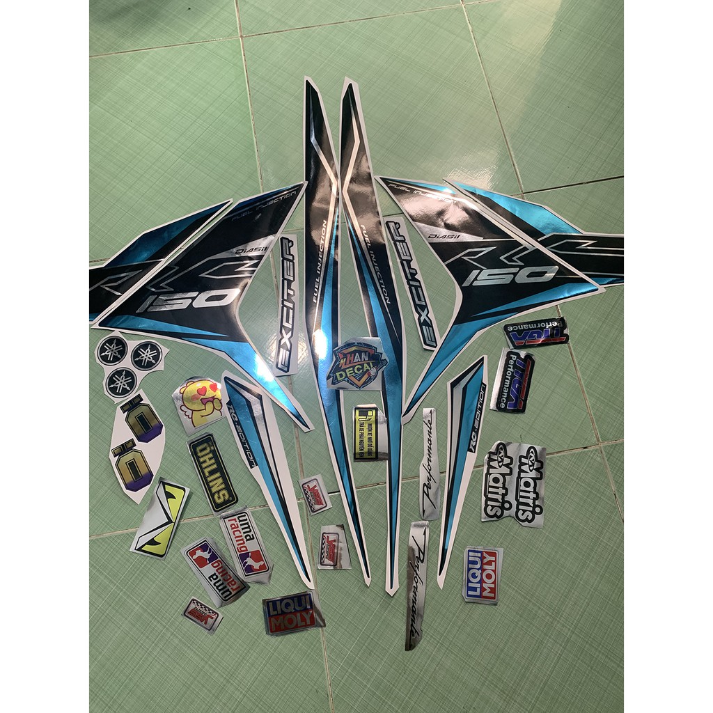 Tem exciter 150 RC xanh đen 2019 crom